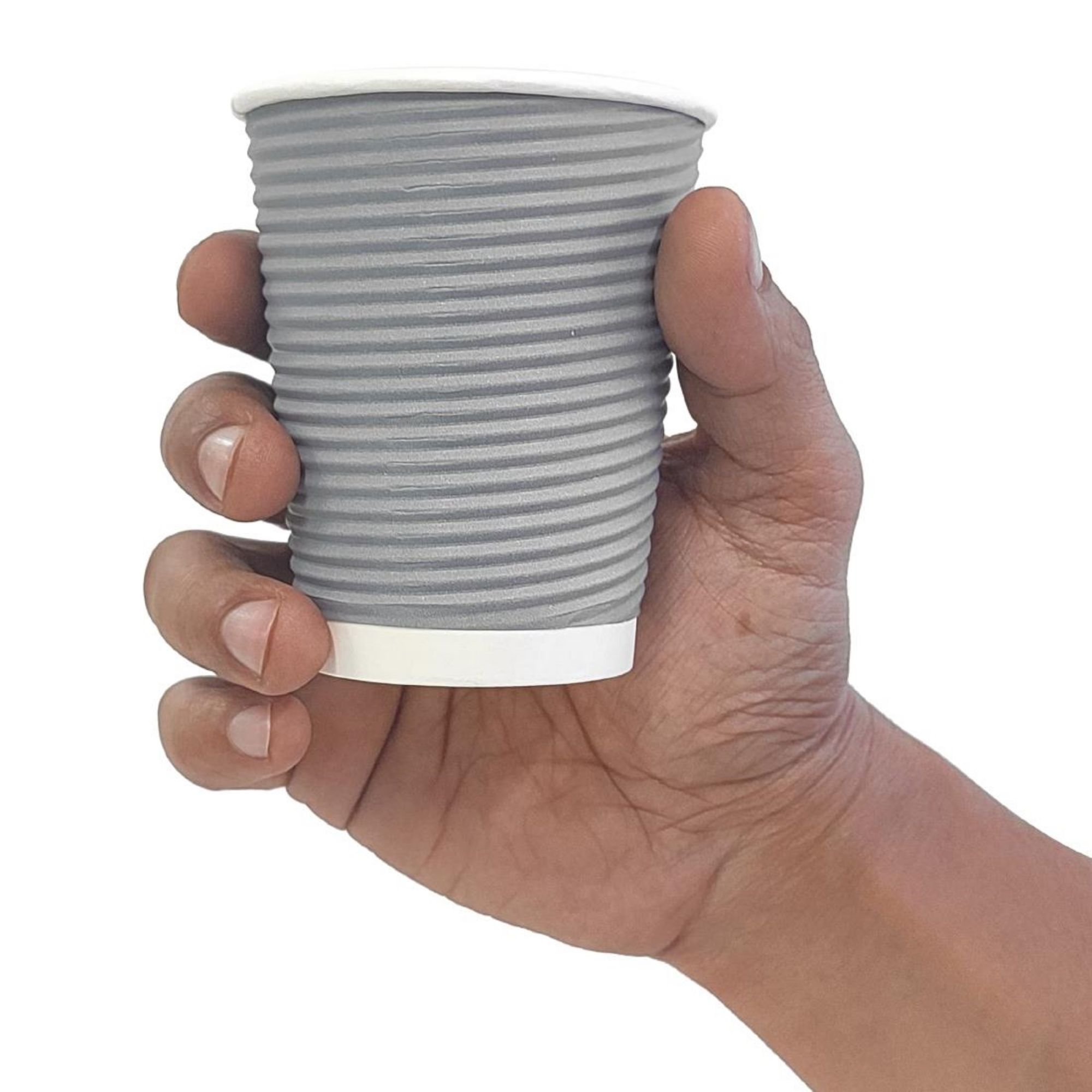Picture of Fiesta Recyclable Coffee Cups Ripple Wall Charcoal 225ml / 8oz (25 Pack)