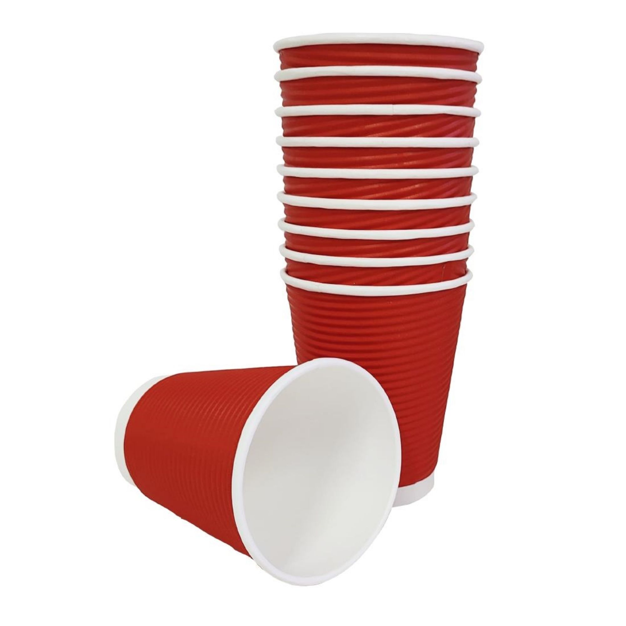 Picture of Fiesta Recyclable Coffee Cups Ripple Wall Red 340ml / 12oz (25 Pack)