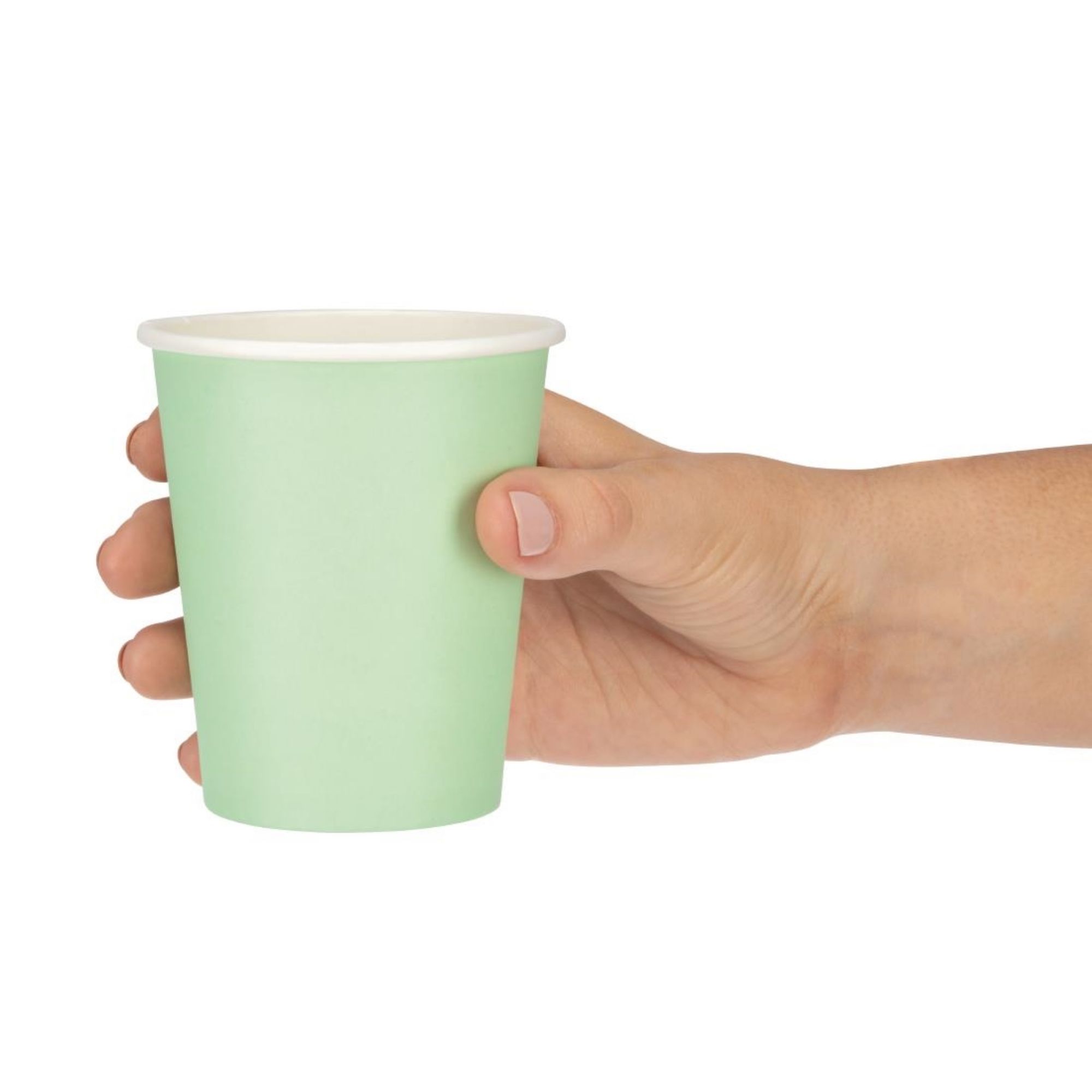 Picture of Fiesta Recyclable Coffee Cups Single Wall Turquoise 225ml / 8oz (50 Pack)