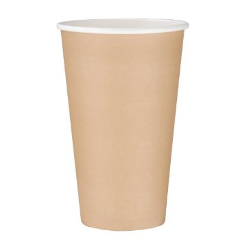Picture of Fiesta Recyclable Single Wall Takeaway Coffee Cups Kraft 455ml / 16oz (50 Pack)