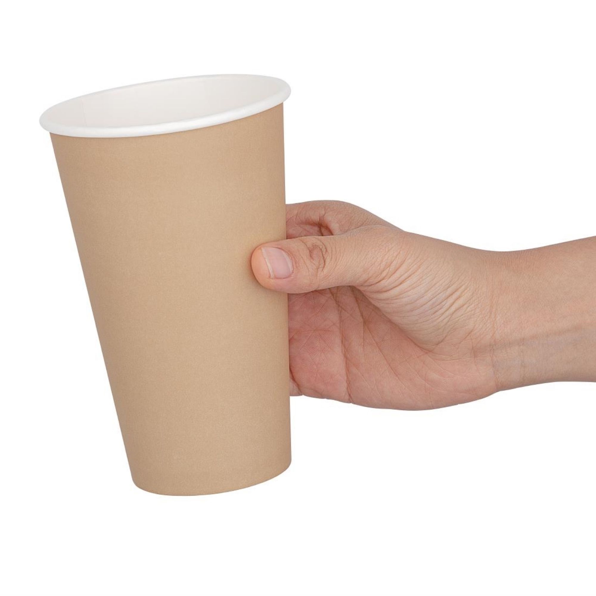 Picture of Fiesta Recyclable Single Wall Takeaway Coffee Cups Kraft 455ml / 16oz (50 Pack)