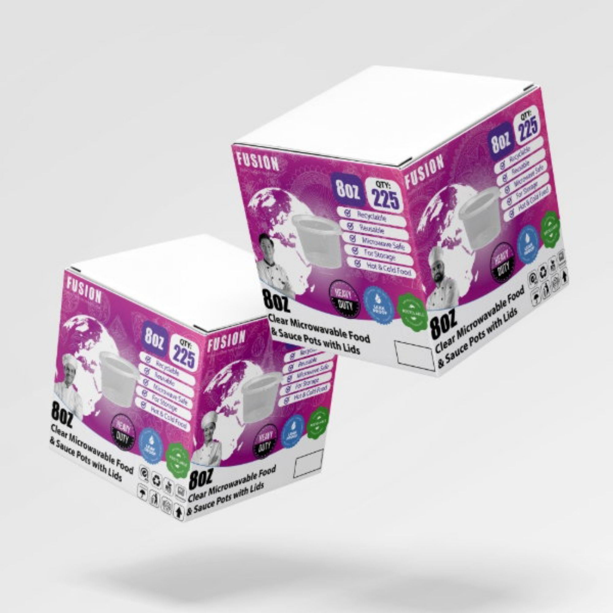 Picture of 8oz Fusion Microwavable Food & Sauce Pots with Lids (225)